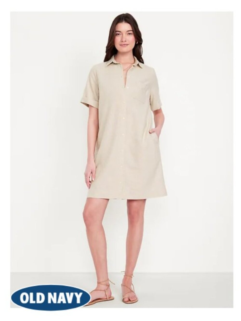 NWT: OLD NAVY Linen-Blend Mini Shirt Dress - SIZE XL
